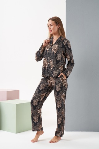 Relax Mode Kadın Siyah/leopar Pijama Takım - 28039r