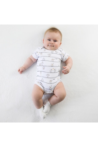 Owlishop Owli Bebek Body Kısa Kol Early Birds Beyaz