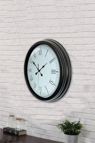 40 Cm Siyah Metal Retro Duvar Saati