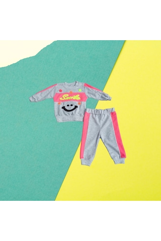 Karacon Baby Smile Yazılı Takim Gri Karacon Baby Smile Yazılı Takim Gri