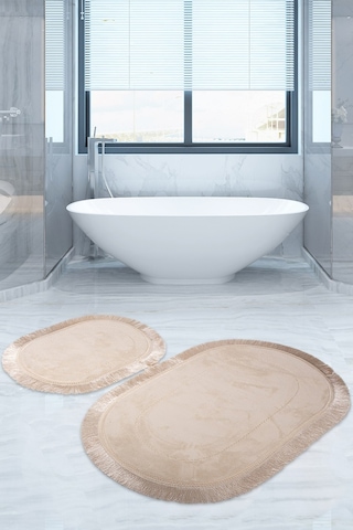 Bonny Home Pera Vizon 2'li Banyo Paspası Seti Kaymaz Tabanlı Saça Vizon