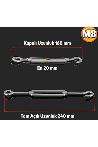 Yapımaks Çelik Halat Çektirme, M8, 8 Mm