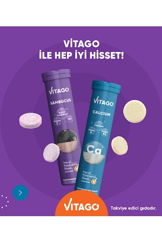 Vitago Sambucus + Kalsiyum 2 x 20 Efervesan Tablet