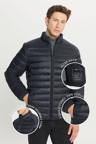 Ac&Co / Altınyıldız Classics Standart Fit Normal Kesim Dik Yaka Erkek Mont Siyah