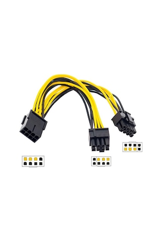 8 Pin Pcie Erkek To 6+2 Pci-E Gpu Y Dişi Çoklayıcı Power Kablo