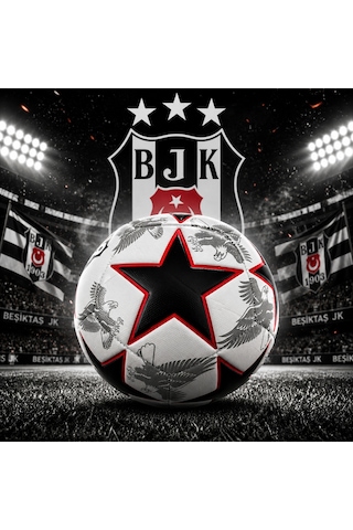 Beşiktaş Lisanslı Futbol Topu No:5 430 Gr Dayanıklı Dikişli Profesyonel Top Beyaz