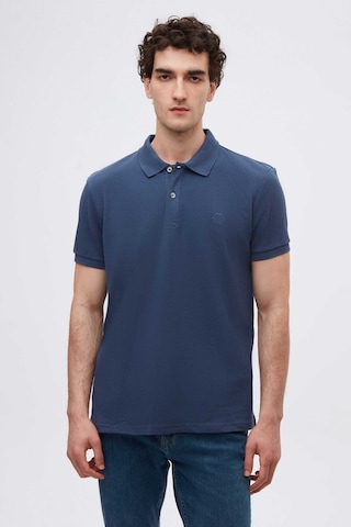 D's Damat Ds Damat Regular Fit İndigo Pike Dokulu %100 Pamuk Kıvrılmaz Polo Yaka Nakışlı T-Shirt 4HC14ORT51000 İndigo