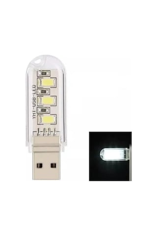 3 Ledli Taşınabilir Mini Usb Led Lamba Beyaz Led