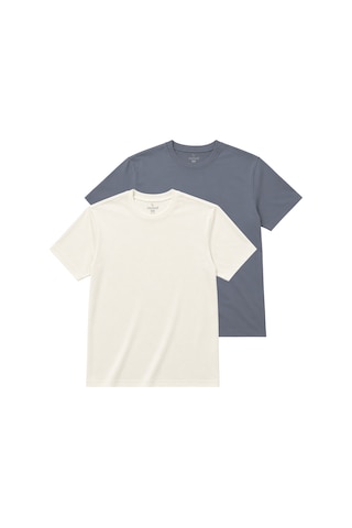 Ranud Erkek Regular Fit 2 Li Tişört,%100 Pamuk, Oeko-tex Yumuşak Fırçalı Süper Soft Kumaş Ekru+ Füme