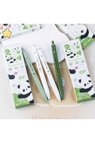 Tcherchı 4 Parçalı Panda Temalı Geri Çekilebilir Jel Kalemler, İnce Uçlu, Dayanıklı