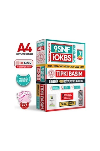 2026 9.Sınıf İOKBS (BURSLULUK SINAVI) MEB Çıkmış Soru Tıpkı Basım Deneme Paketi 7li Türkiye Geneli