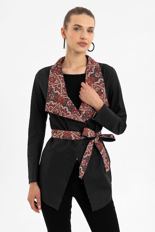 Golia Siyah Çift Taraflı Kadın Hakiki Deri Kaban-siyah Siyah