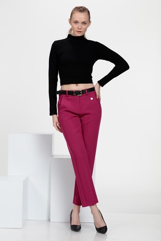 Cepli Cigarette Fit Pantolon Fuşya