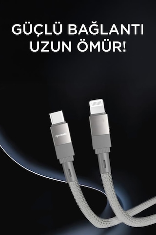Torima U18 Type-C İle Lightning Şarj Ve Data Kablosu Gri