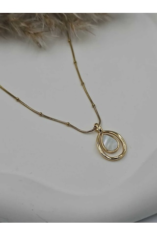 Altın Kaplama Sedef Damla Çelik Kolye