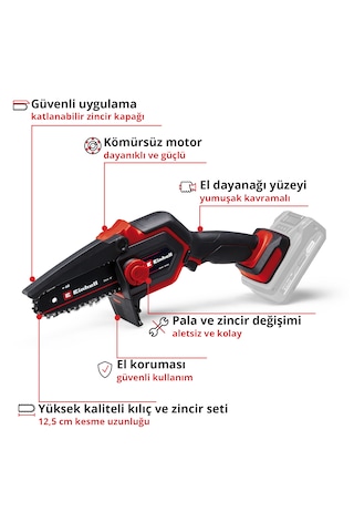 Einhell GE-PS 18/15 Li BL, Akülü Dal Budama Testeresi Seti (2,5 Ah Akü ve Şarj Cihazı Dahildir)