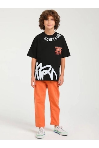 Jack Lions Erkek Çocuk Pamuklu Noisyclub Yazılı Kısa Kol Tshirt-14608 SIYAH