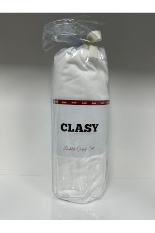 Clasy Ranforce Lastikli Çarşaf Seti Çift Kişilik Düz Beyaz Çok Renkli
