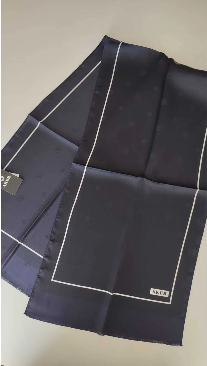 Lacivert Aker İpek Jakar Fular 321 Lacivert