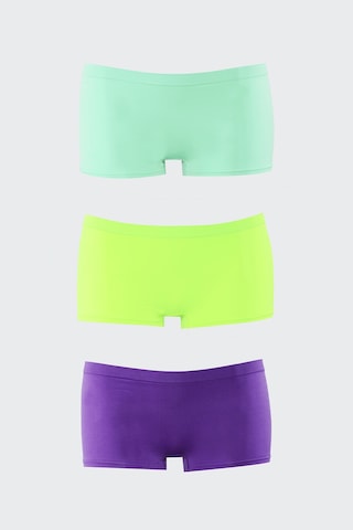 Nbb Kadın Neon Mor Yeşil Turkuaz Dikişsiz 3lü Ağlı Şort Külot Çok Renkli