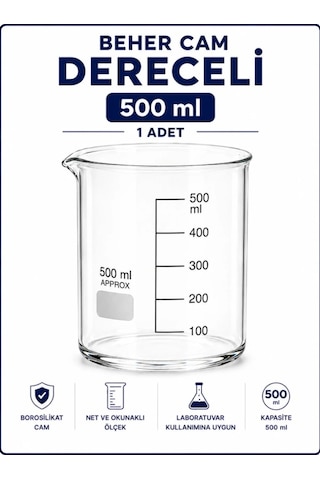 Beher Cam Dereceli 500ml 1 Adet