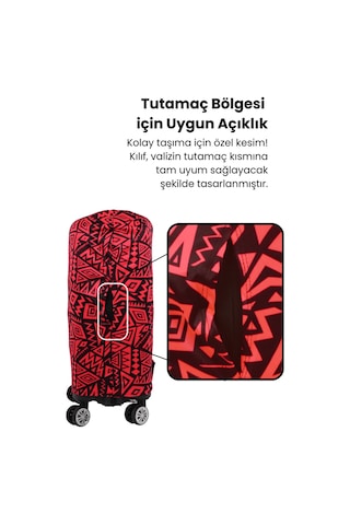 Lubros Valiz Kılıfı Bavul Koruyucu Yıkanabilir Tribal Enerji