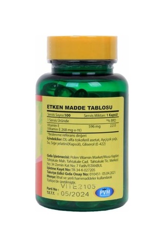 Vitapol E Vitamini 400 Iu 268 Mg 3X100 Kapsül