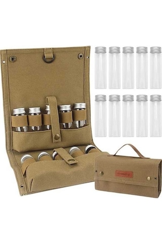 Ulzyvf Taşınabilir 10'lu Baharat Seti Reedark Kamp Dış Mekan Çantası Haki - Pu Haki Haki