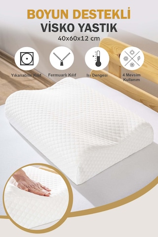 Rivaistanbul Valessa Viscon Ortopedik Yastık Büyük Boy 40x60x12 Cm Beyaz