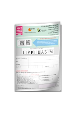 2026/2 Yökdil Fransızca Sosyal Bilimler Ösym Çıkmış Soru Tıpkı Basım Deneme Kitapçığı Türkiye Geneli
