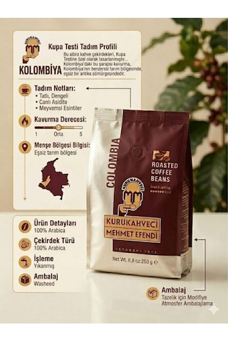 Mehmet Efendi Colombia Kavrulmuş Çekirdek Kahve 250 Gr