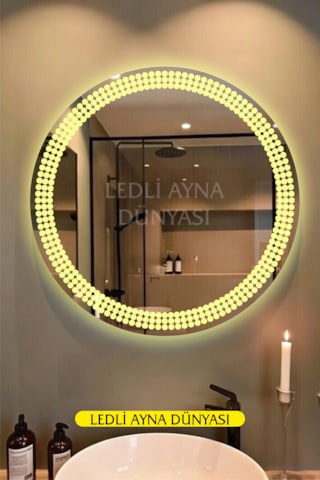 60 Cm Günışığı Banyo Antre Makyaj Duvar Ledli Ayna Beyaz - Gümüş