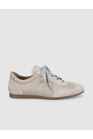 Krem Hakiki Deri Kadın Sneaker Ayakkabı