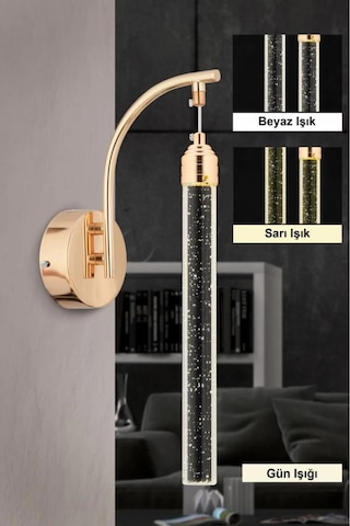 İstanbul Avize Aplik Rosa Tekli Gold Ledli Modern Lüx Aplik