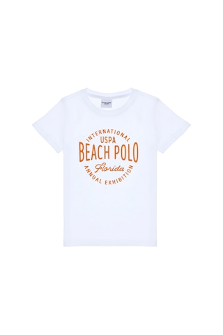 U.S. Polo Assn. Erkek Çocuk Beyaz Bisiklet Yaka Tişört 50307129-VR013