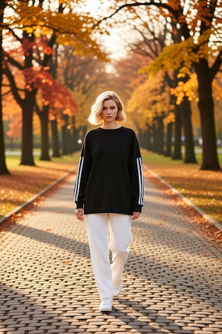 Benerly Kadın Bisiklet Yaka Düşük Kol Uzun Kollu Geniş Kalıp Sweatshirt F siyah