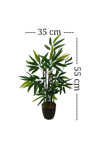 Mini Bambu Ağacı Yedi Gövdeli Yeşil Bambulu Yapay Ağaç