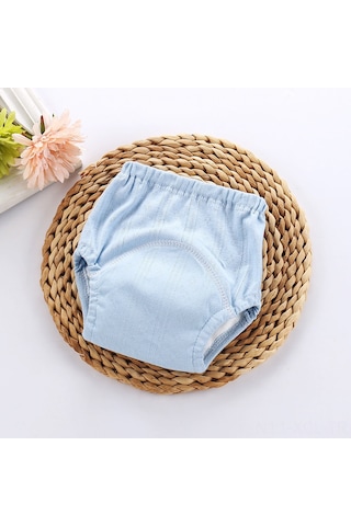 Konesam Bebek Eğitimi İçin Nefes Alabilen Yıkanabilir Çocuk Bezleri - 4 Katmanlı Su Geçirmez Kumaş - Mavi 80 Beden 3 Numara