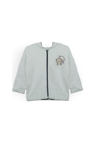 Luess Unisex Çocuk %100 Pamuklu Kedi Nakışlı Kışlık Hırka -ekru 3-4 Yaş 8-9 Yaş Ekru