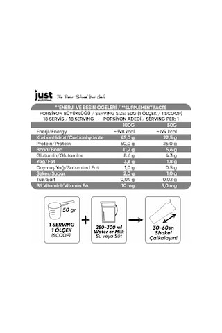 Just Nutrition Whey Protein Tozu + Karbonhidrat 900 Gr 18 Servis Çikolata + Shaker + Protein Kahve Çikolata Aromalı