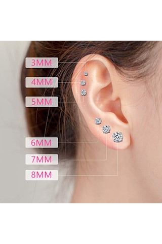 Chavin Gri Çelik 6 Takım Taşlı Bayan Erkek Küpe ai09-t Gümüş