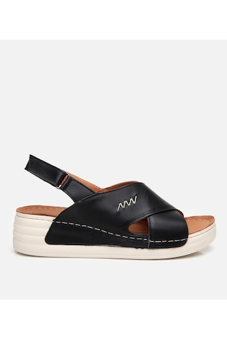 Hotiç Kadın Deri Siyah Ayarlanabilir Comfort Sandalet 01sah306840a100 Siyah
