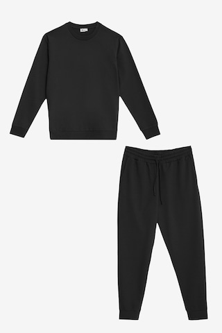 AC&Co / Altınyıldız Classics Erkek 2 İplik Pamuklu Standart Fit Normal Kesim Eşofman Takımı Paketi Siyah