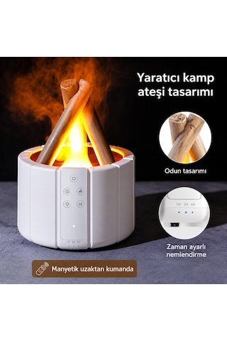 Kamp Ateşi Humidifier 250 Ml Ultrasonik Hava Nemlendirici Buhar Makinesi Ve Aroma Difüzörü Beyaz