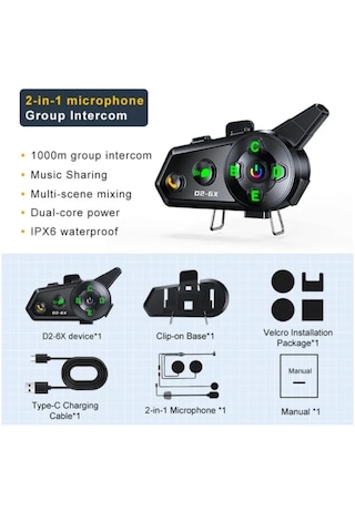 Comse D26X 6 Kişilik Motosiklet Kask Bluetooth İntercom Seti