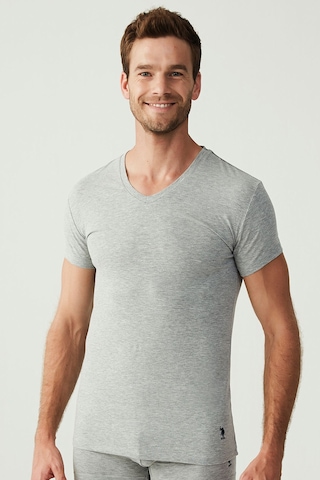 U.S. Polo Assn. Erkek Gri Melanj 2 Li V Yaka Atlet 80194