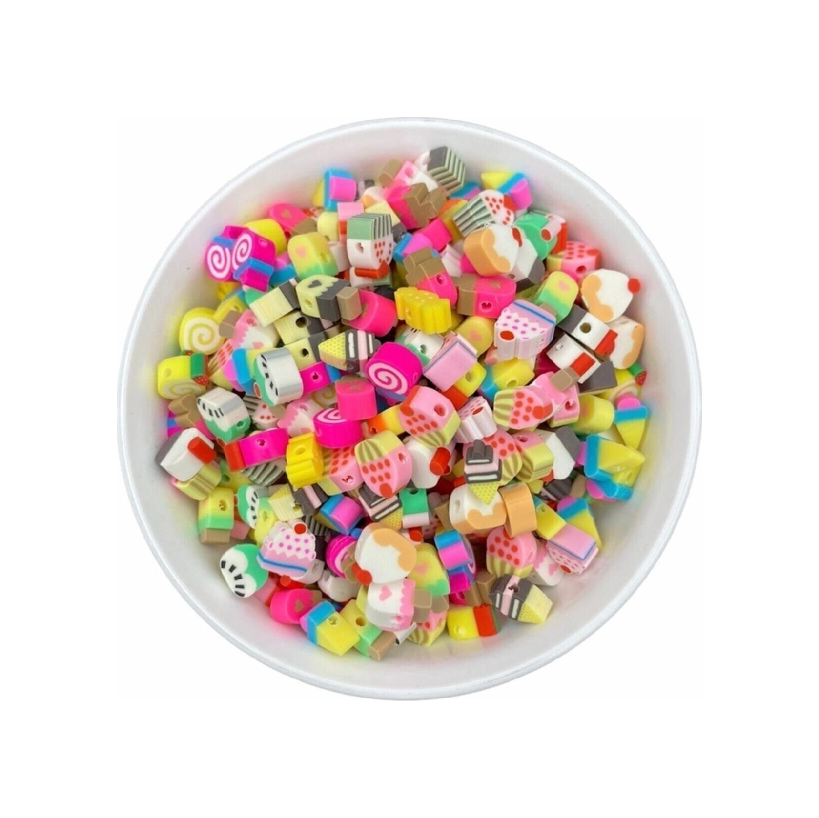 25 Adet Polimer Kil Fimo Karışık Cupcake,pasta,dondurma Figür Boncuk,takı Yapımı