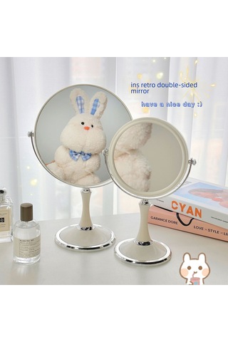 Hangfox 6 İnç Avrupa Stili 360 Derece Döner Masaüstü Makyaj Aynası - İki Yönlü 3 Kat Büyütme Fonksiyonu Büyük Boy Dairesel