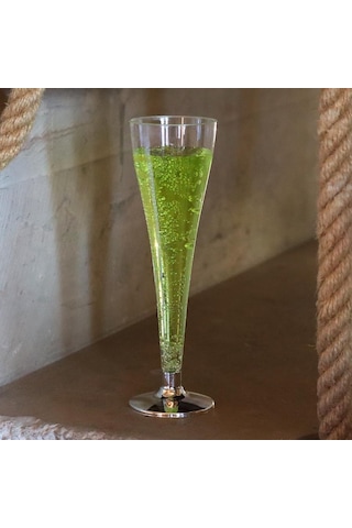 Şampanya Bardağı Metalize Gümüş Ayaklı 120 Ml - 6 Adet