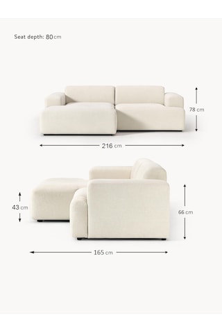 Most Mollista 2 Modül Sol Köşe Koltuk 01 Kırık Beyaz Keten Kumaş